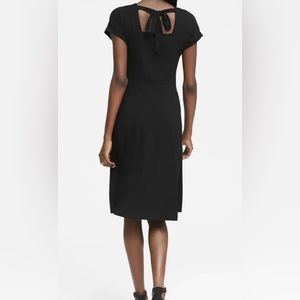 BANANA REPUBLIC Black Soft Ponte Tie-Back Fit &Flare Dress womens